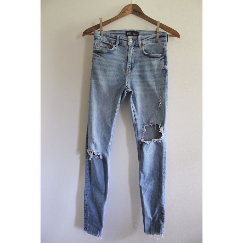 Zara Ripped Butt Jeans 4 27 Distresses Denim Preowned